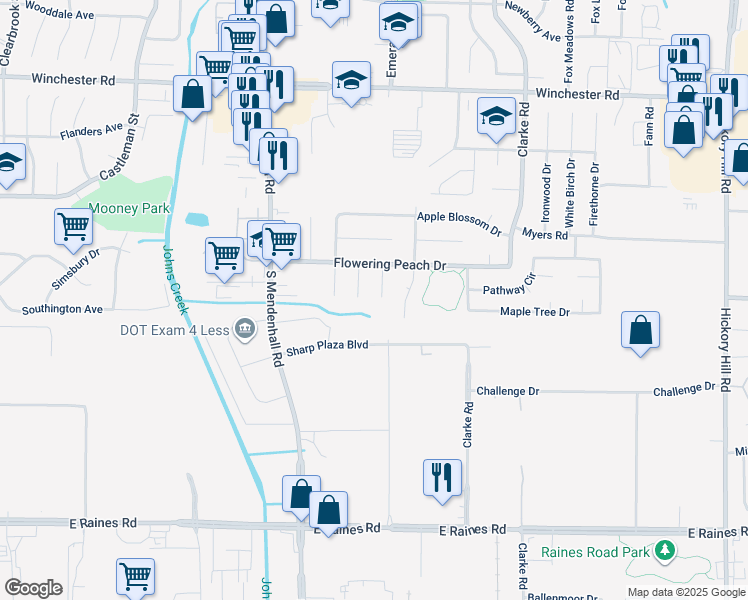 map of restaurants, bars, coffee shops, grocery stores, and more near 3875 Apricot Cove in Memphis