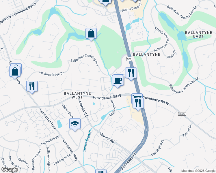 map of restaurants, bars, coffee shops, grocery stores, and more near in Charlotte