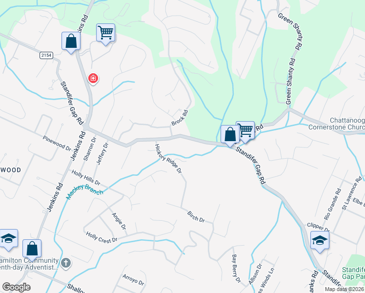 map of restaurants, bars, coffee shops, grocery stores, and more near 8010 Standifer Gap Road in Chattanooga