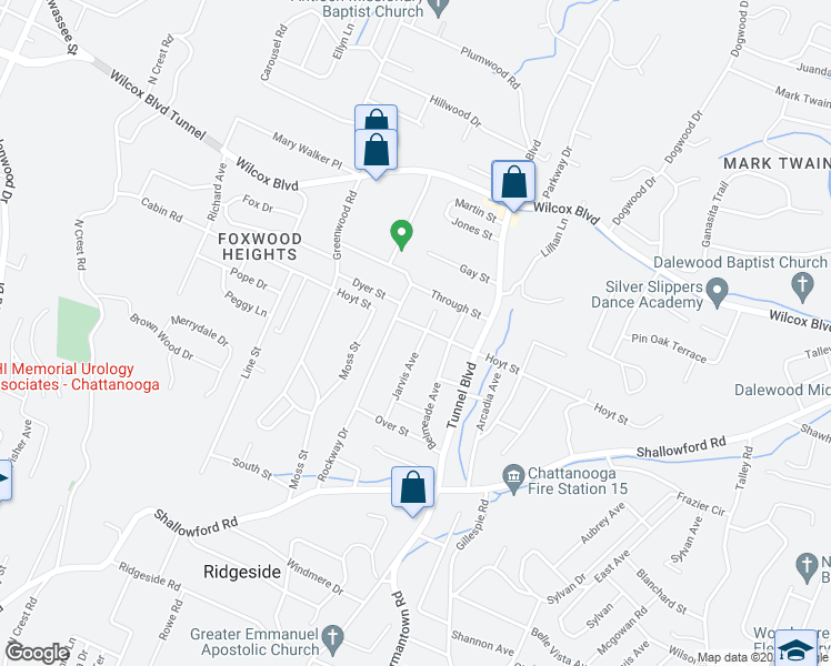 map of restaurants, bars, coffee shops, grocery stores, and more near 1116 Jarvis Avenue in Chattanooga