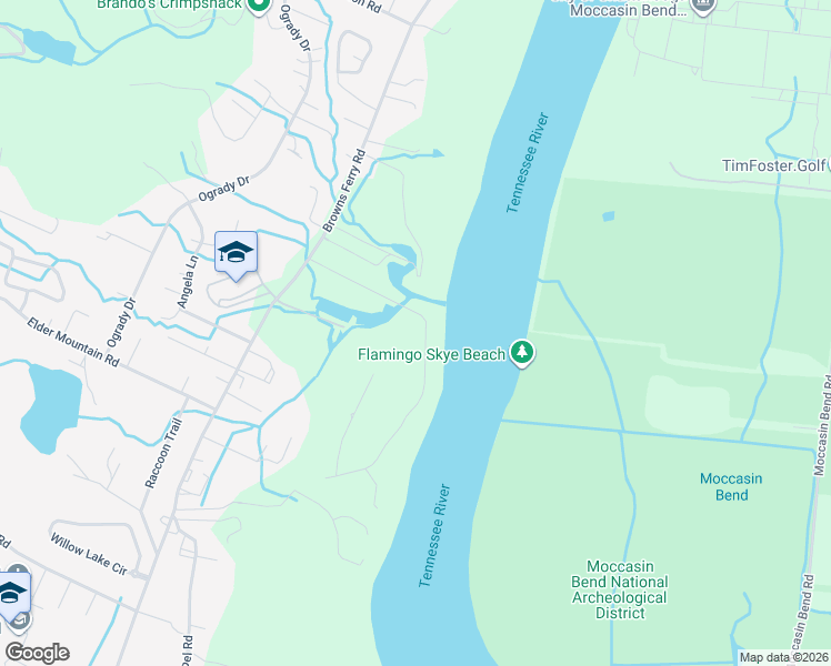 map of restaurants, bars, coffee shops, grocery stores, and more near 3167 Waterfront Drive in Chattanooga