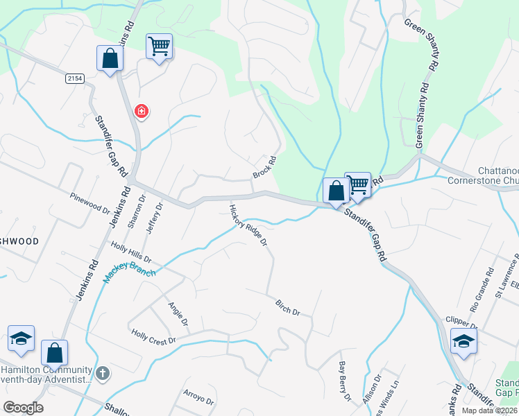 map of restaurants, bars, coffee shops, grocery stores, and more near 8010 Standifer Gap Road in Chattanooga