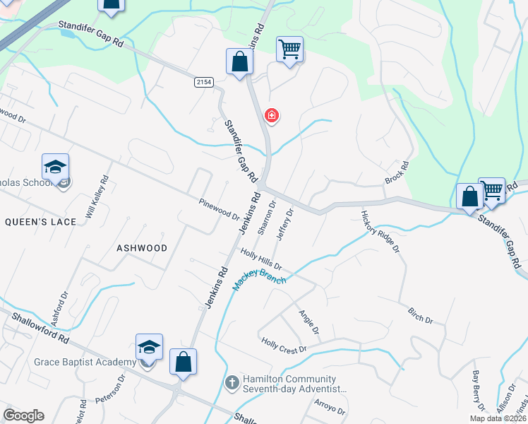 map of restaurants, bars, coffee shops, grocery stores, and more near 2515 Sharron Drive in Chattanooga