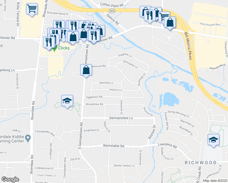 map of restaurants, bars, coffee shops, grocery stores, and more near 7315 Hollorn Lane in Memphis