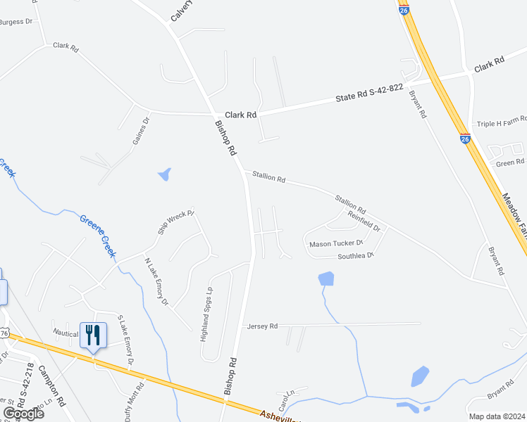 map of restaurants, bars, coffee shops, grocery stores, and more near 432 North Ivestor Court in Inman