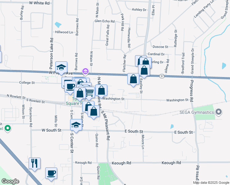 map of restaurants, bars, coffee shops, grocery stores, and more near 276 Twinings Lane in Fisherville