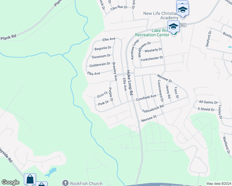 map of restaurants, bars, coffee shops, grocery stores, and more near 1942 Brawley Avenue in Fayetteville
