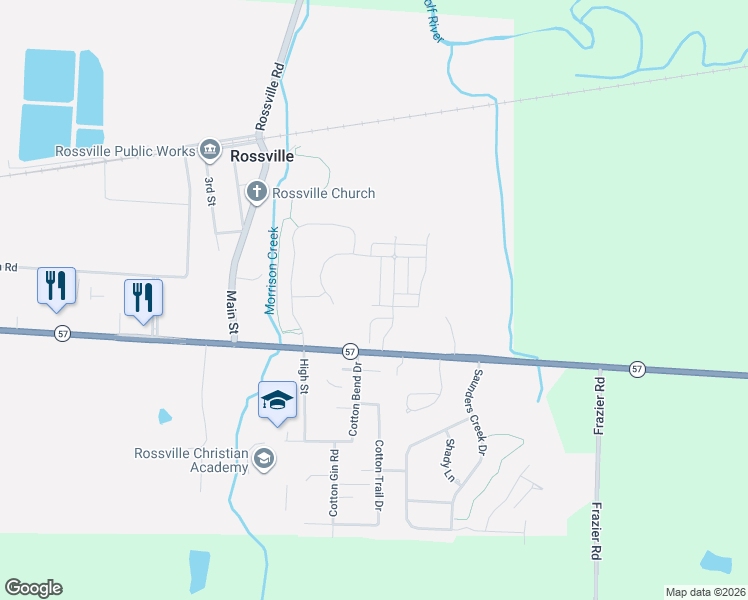 map of restaurants, bars, coffee shops, grocery stores, and more near 20 Independence Lane in Rossville