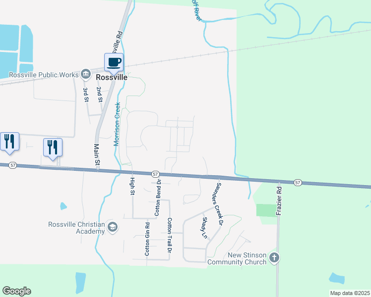 map of restaurants, bars, coffee shops, grocery stores, and more near 80 Lafayette Crossing Drive in Rossville