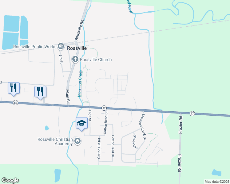 map of restaurants, bars, coffee shops, grocery stores, and more near 20 Independence Lane in Rossville