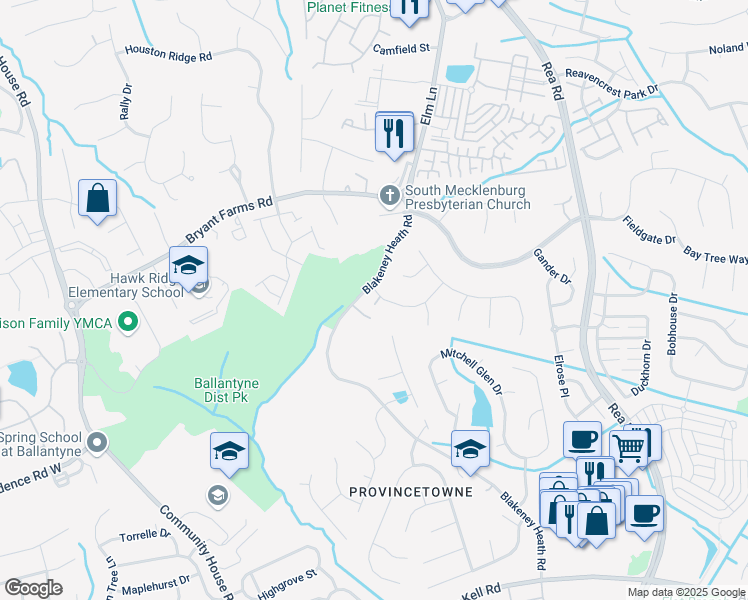 map of restaurants, bars, coffee shops, grocery stores, and more near in Charlotte