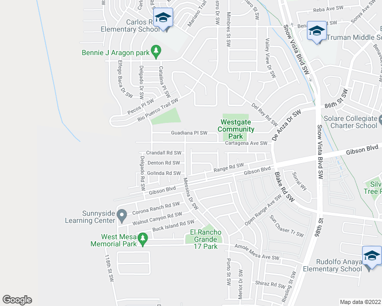 map of restaurants, bars, coffee shops, grocery stores, and more near 2009 Rolling Ridge Drive Southwest in Albuquerque