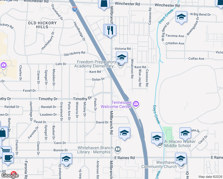 map of restaurants, bars, coffee shops, grocery stores, and more near in Memphis
