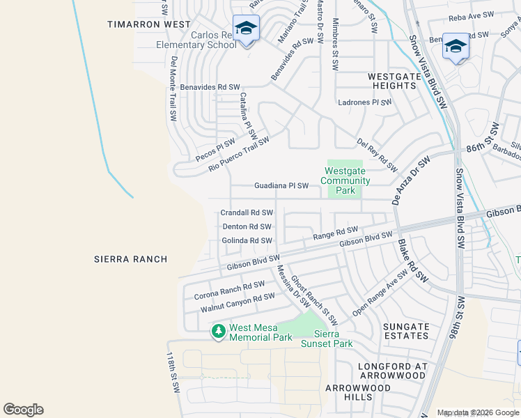 map of restaurants, bars, coffee shops, grocery stores, and more near 10609 Cartagena Avenue Southwest in Albuquerque