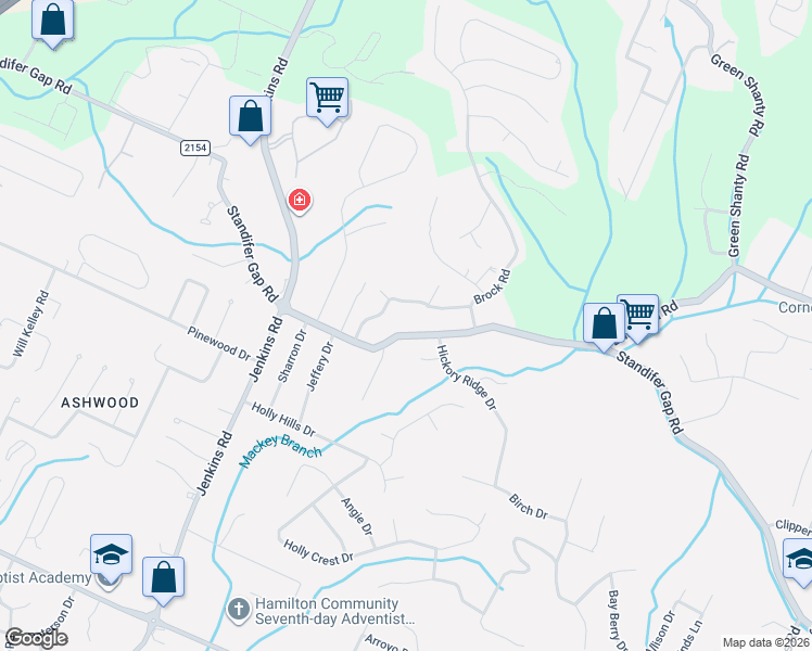 map of restaurants, bars, coffee shops, grocery stores, and more near 7918 Orchard Valley Drive in Chattanooga