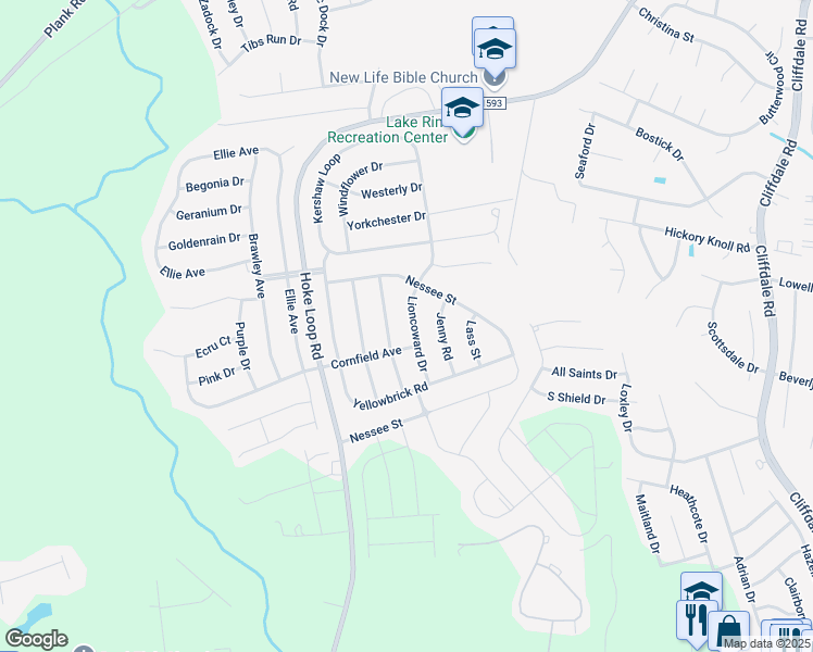 map of restaurants, bars, coffee shops, grocery stores, and more near 1928 Lioncoward Drive in Fayetteville
