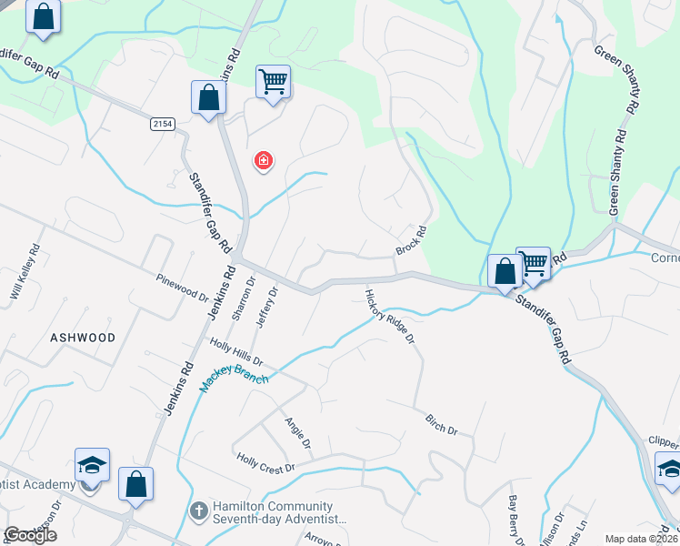 map of restaurants, bars, coffee shops, grocery stores, and more near 7918 Orchard Valley Drive in Chattanooga