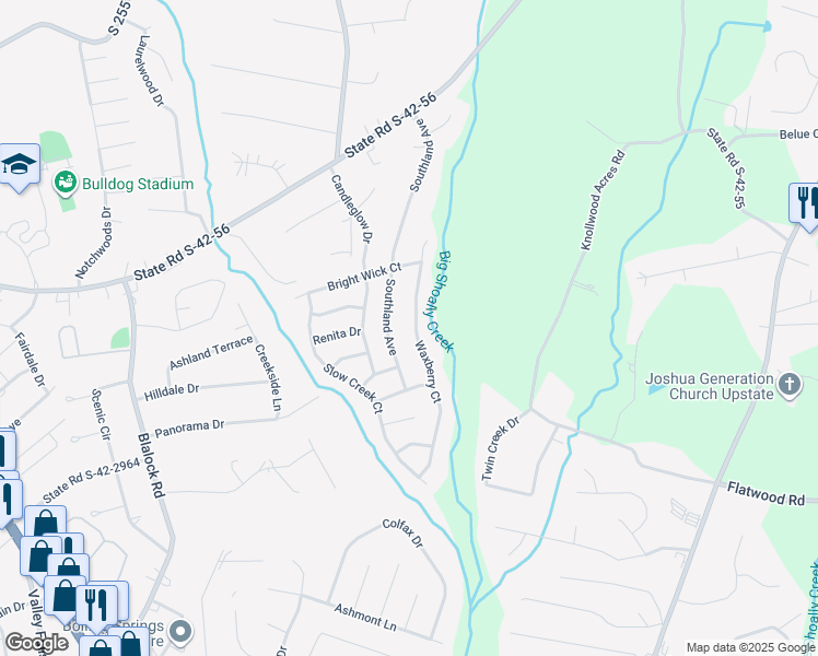 map of restaurants, bars, coffee shops, grocery stores, and more near 241 Waxberry Court in Boiling Springs