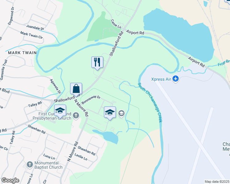 map of restaurants, bars, coffee shops, grocery stores, and more near 4220 Shallowford Road in Chattanooga