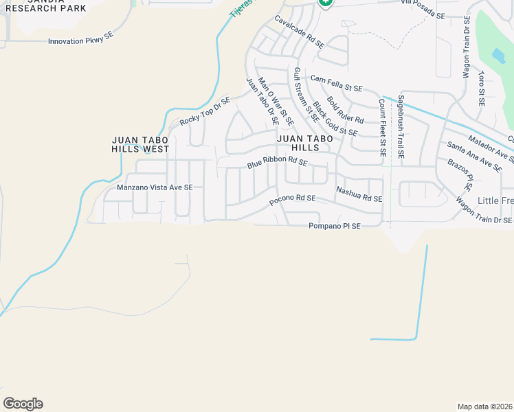 map of restaurants, bars, coffee shops, grocery stores, and more near 11719 Pocono Road Southeast in Albuquerque