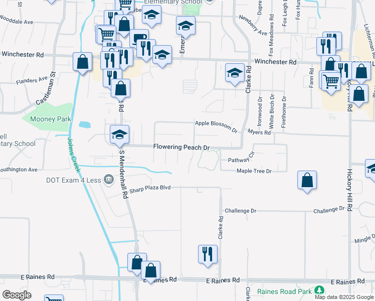 map of restaurants, bars, coffee shops, grocery stores, and more near 3817 Hyacinth Drive in Memphis