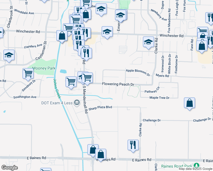 map of restaurants, bars, coffee shops, grocery stores, and more near 3822 Jasmine Drive in Memphis