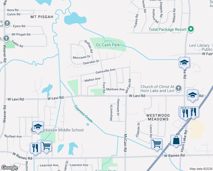 map of restaurants, bars, coffee shops, grocery stores, and more near 3813 Masterson Street in Memphis