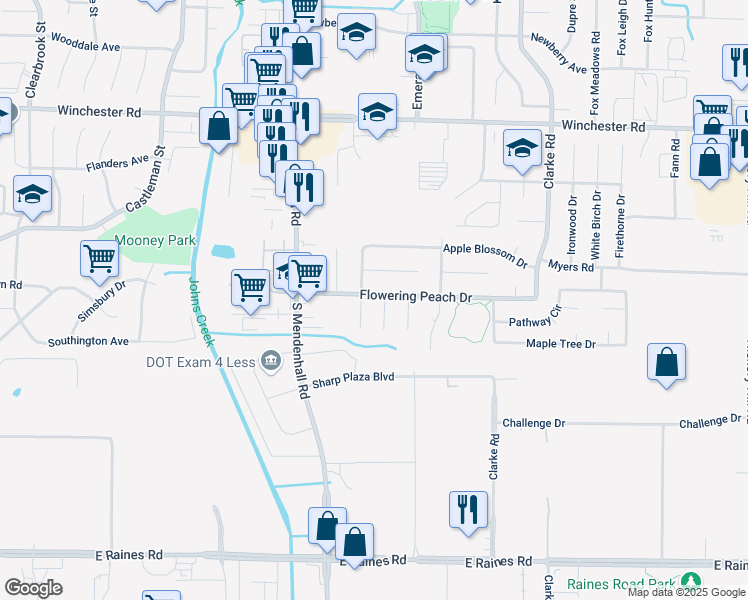 map of restaurants, bars, coffee shops, grocery stores, and more near 3822 Jasmine Drive in Memphis