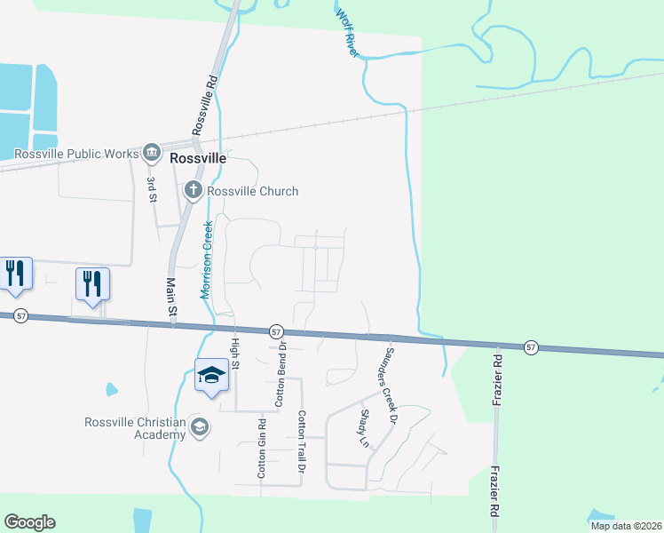 map of restaurants, bars, coffee shops, grocery stores, and more near 20 Independence Lane in Rossville