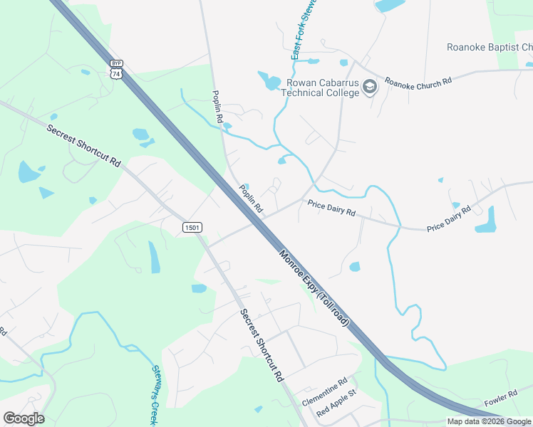 map of restaurants, bars, coffee shops, grocery stores, and more near 1418 Roanoke Church Road in Unionville