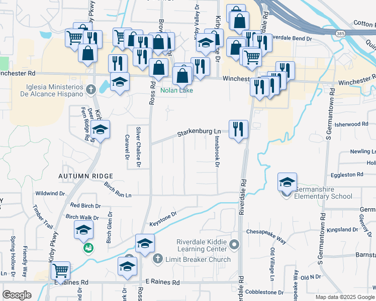 map of restaurants, bars, coffee shops, grocery stores, and more near 3819 Lucerne Drive in Memphis