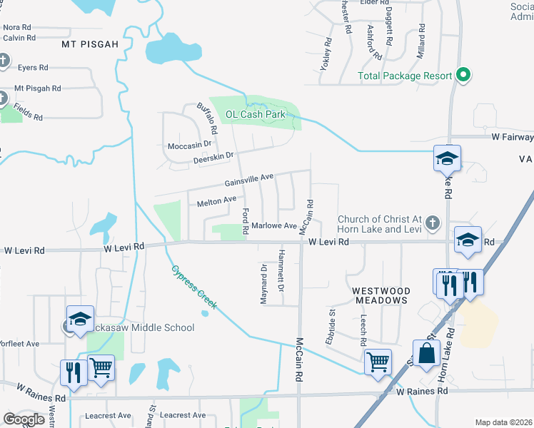 map of restaurants, bars, coffee shops, grocery stores, and more near 3813 Masterson Street in Memphis