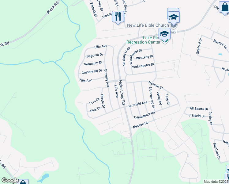 map of restaurants, bars, coffee shops, grocery stores, and more near 1916 Ellie Avenue in Fayetteville