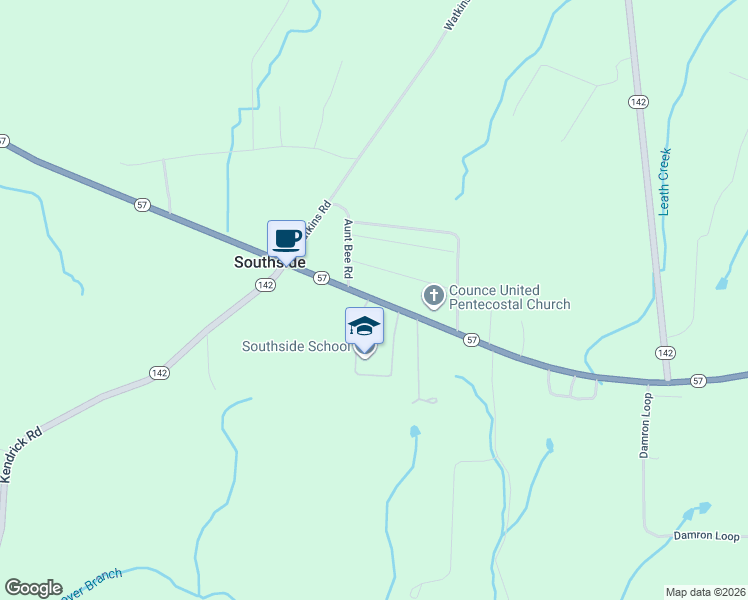 map of restaurants, bars, coffee shops, grocery stores, and more near 1970 Highway 57 in Counce