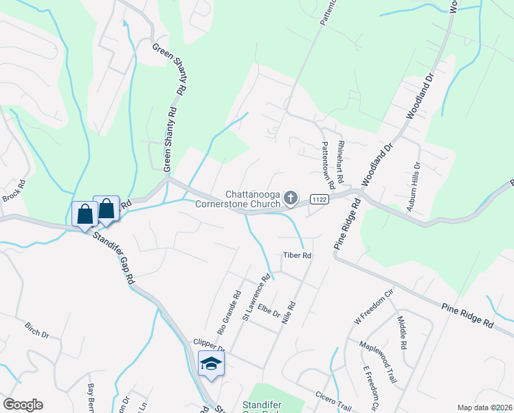 map of restaurants, bars, coffee shops, grocery stores, and more near 8235 Bill Reed Road in Chattanooga