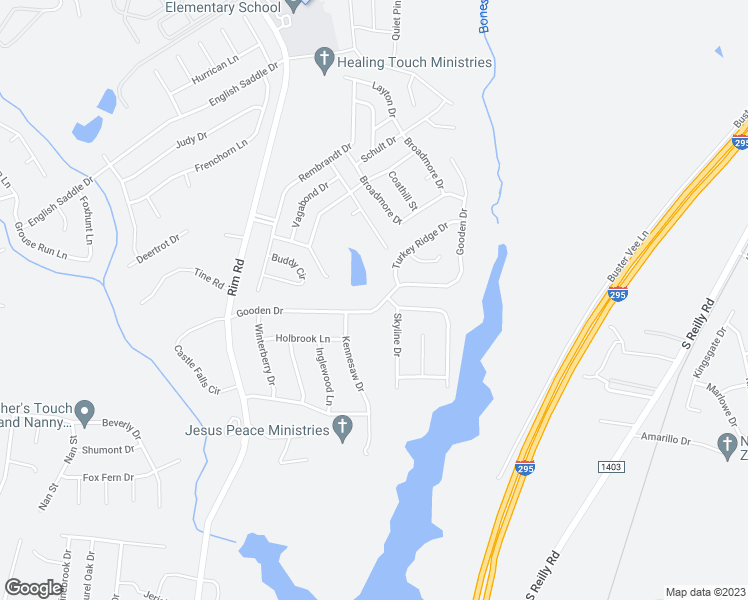 map of restaurants, bars, coffee shops, grocery stores, and more near 9453 Gooden Drive in Fayetteville