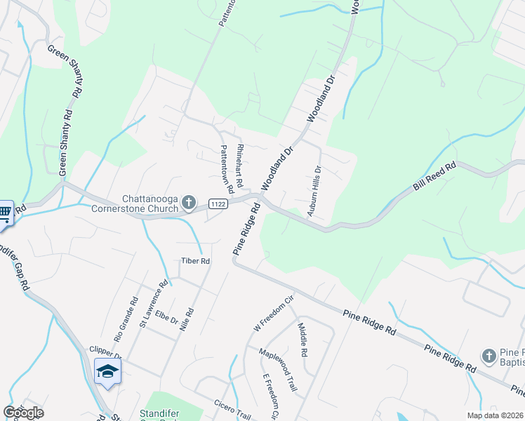 map of restaurants, bars, coffee shops, grocery stores, and more near 8900 Bill Reed Road in Ooltewah