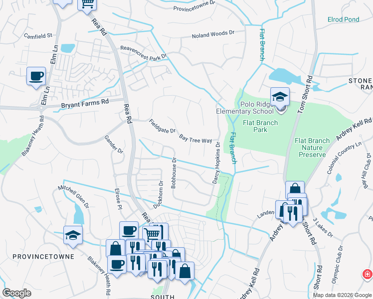map of restaurants, bars, coffee shops, grocery stores, and more near in Charlotte