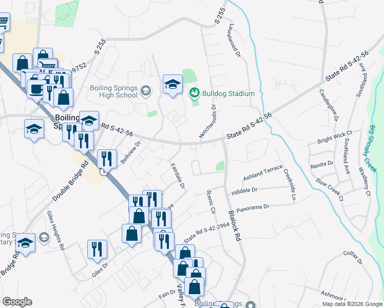 map of restaurants, bars, coffee shops, grocery stores, and more near 2260 Old Furnace Road in Spartanburg