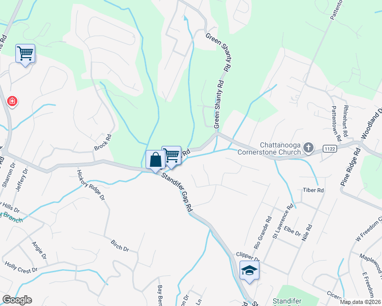 map of restaurants, bars, coffee shops, grocery stores, and more near 7930 Bill Reed Road in Chattanooga