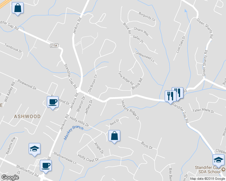 map of restaurants, bars, coffee shops, grocery stores, and more near 7918 Orchard Valley Drive in Chattanooga