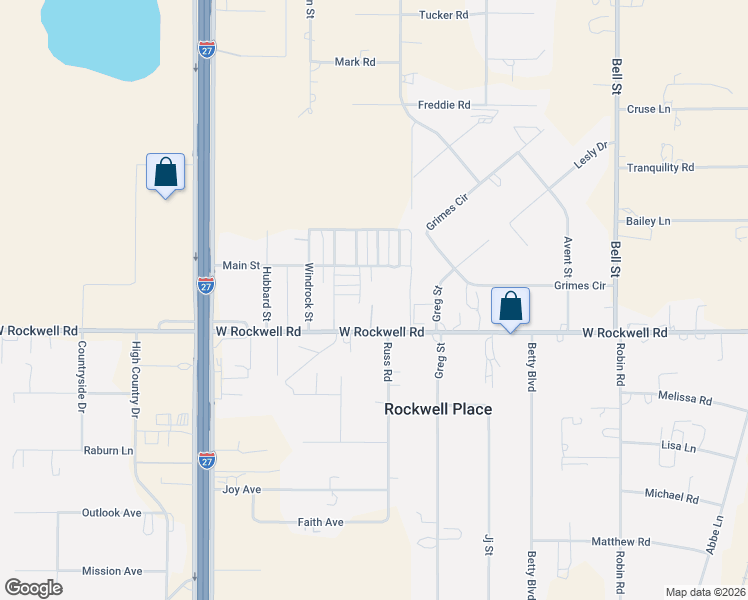 map of restaurants, bars, coffee shops, grocery stores, and more near 6900 West Rockwell Road in Amarillo
