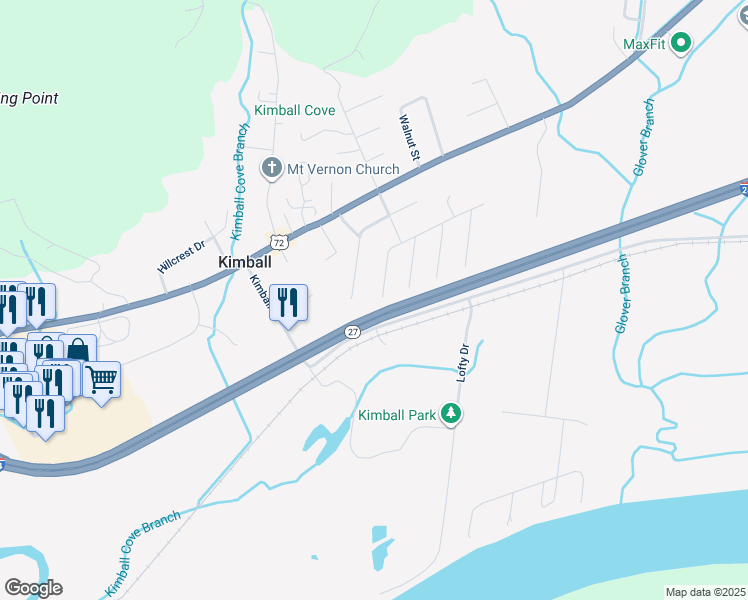 map of restaurants, bars, coffee shops, grocery stores, and more near 1643 Boyd Avenue in Kimball