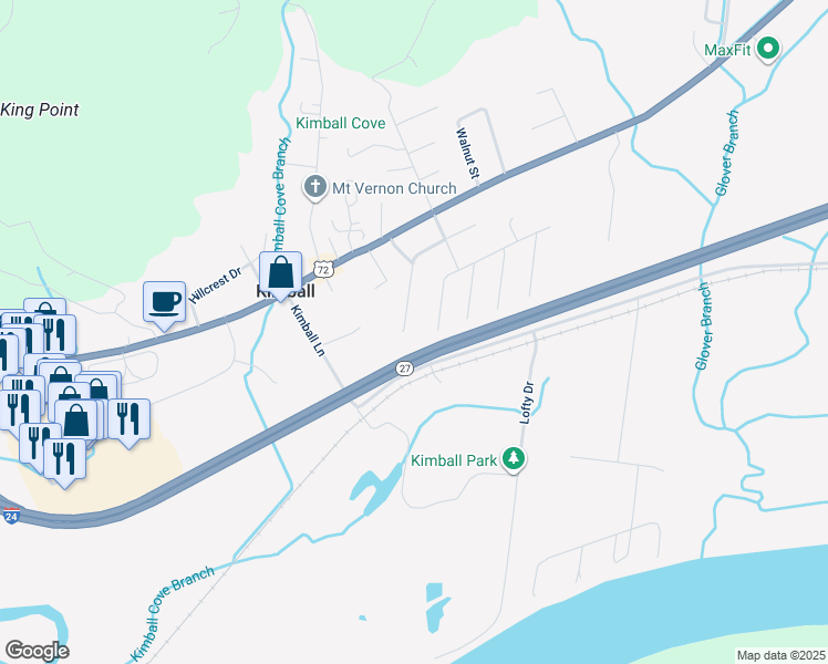 map of restaurants, bars, coffee shops, grocery stores, and more near 1643 Boyd Ave in Kimball