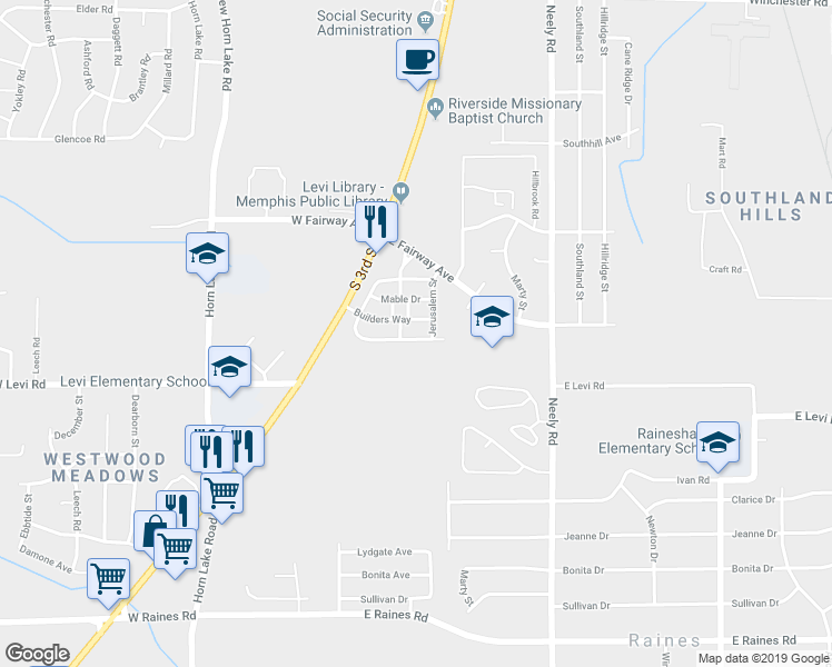 map of restaurants, bars, coffee shops, grocery stores, and more near 76 Haas Avenue in Memphis