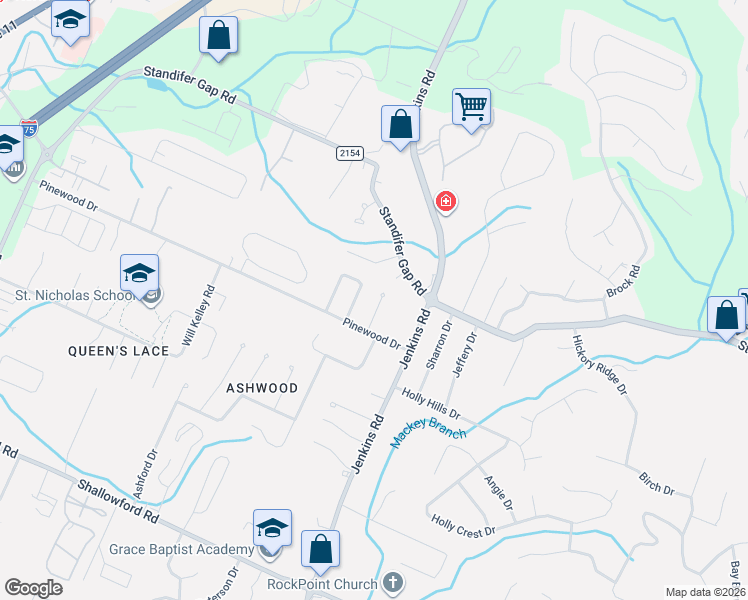 map of restaurants, bars, coffee shops, grocery stores, and more near 2519 Saint Lucie Court in Chattanooga
