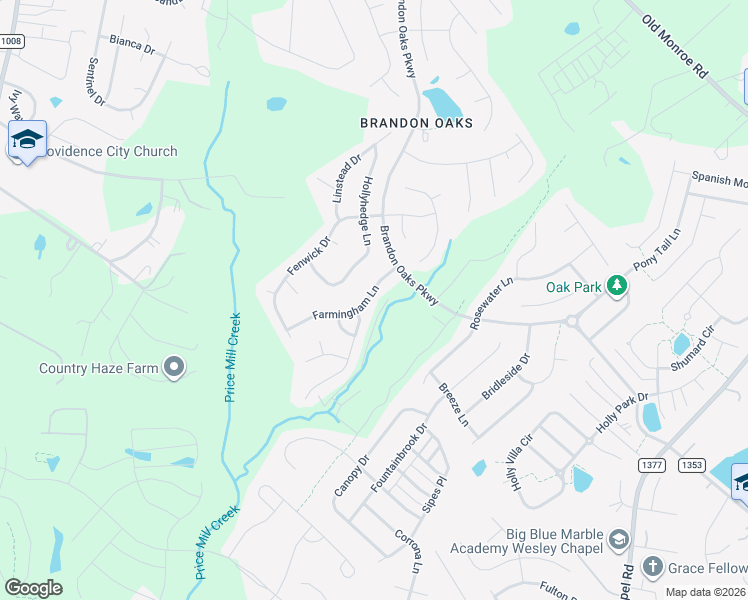 map of restaurants, bars, coffee shops, grocery stores, and more near 1015 Farmingham Lane in Indian Trail