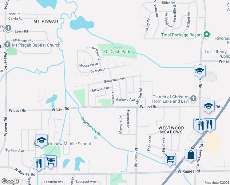 map of restaurants, bars, coffee shops, grocery stores, and more near 3813 Masterson Street in Memphis