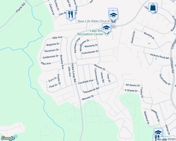 map of restaurants, bars, coffee shops, grocery stores, and more near 1914 Tinman Drive in Fayetteville