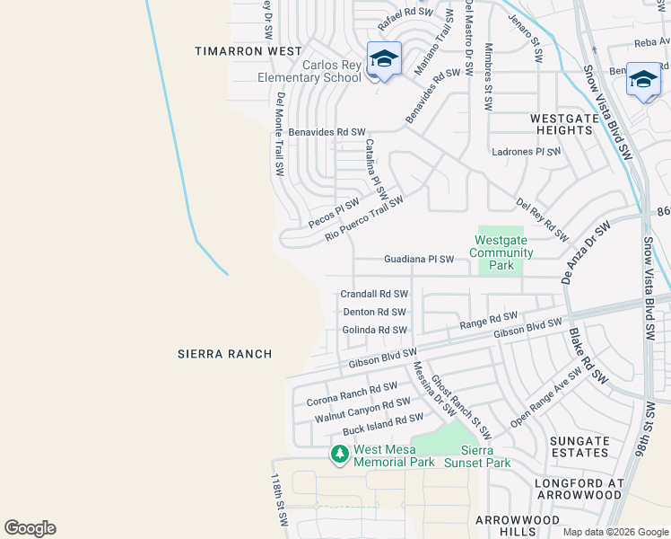 map of restaurants, bars, coffee shops, grocery stores, and more near 10913 Cartagena Avenue Southwest in Albuquerque
